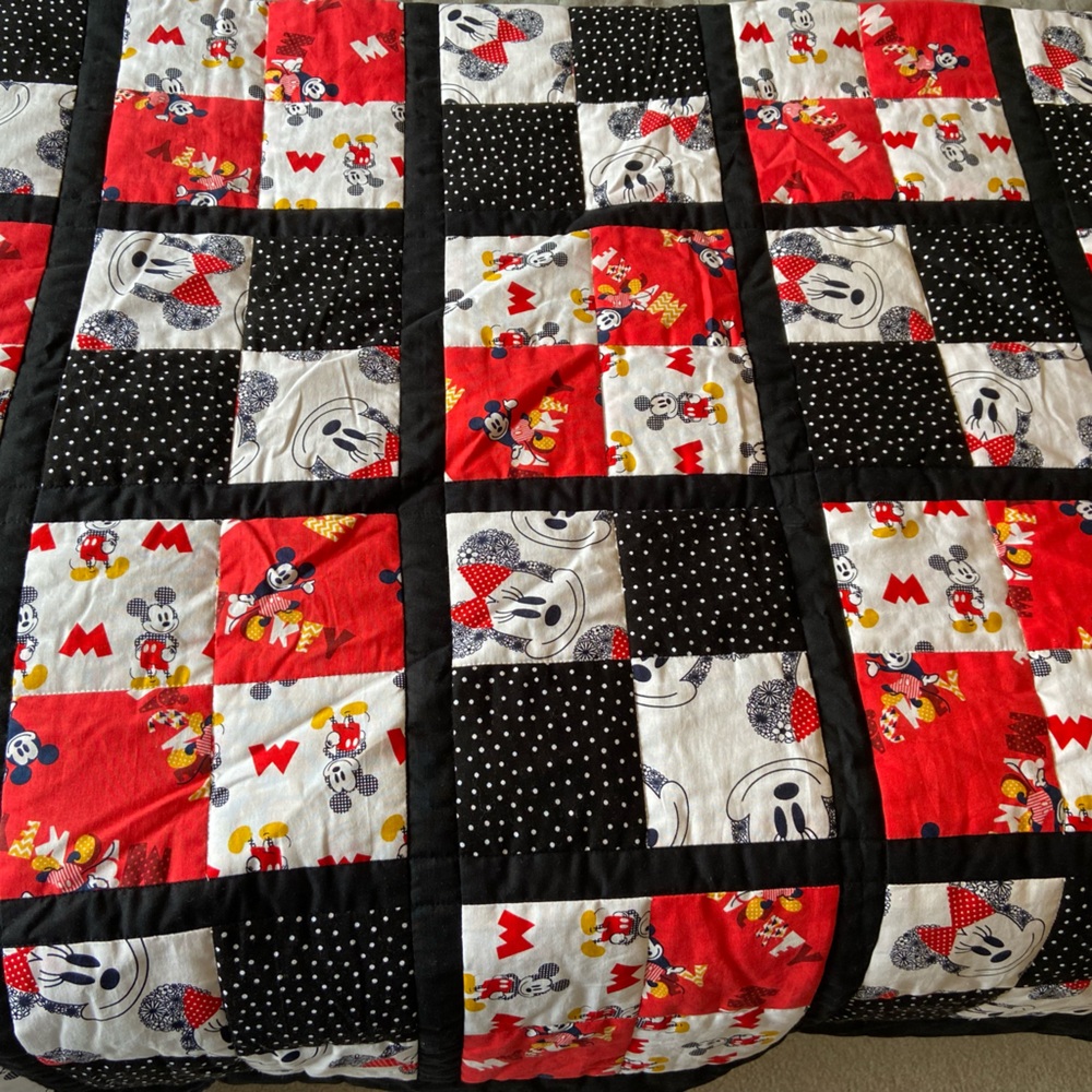 Disney Mickey Mouse Red and Black Quilt